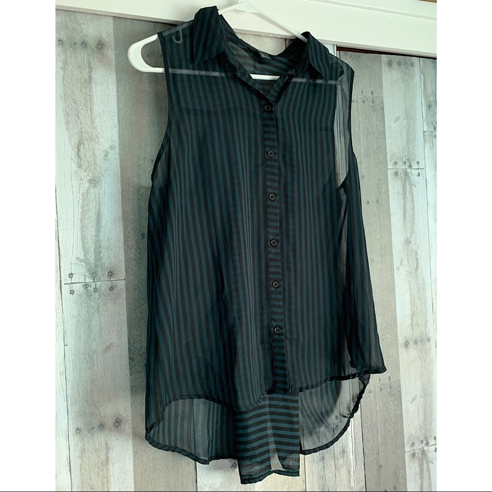 F21 Sheer Blouse with Buttoned Back